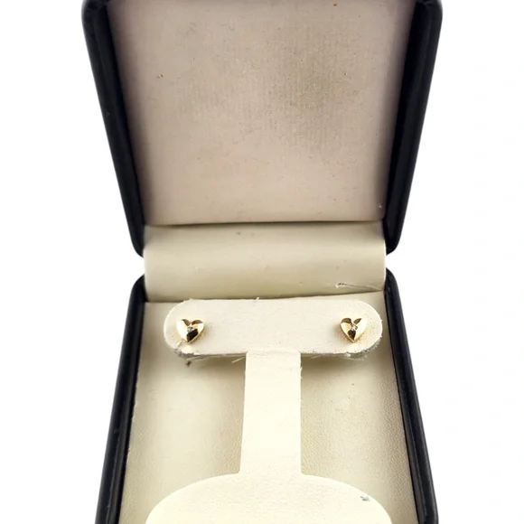 14 Karat Yellow Gold Diamond Heart Stud Earrings #19178 - Picture 7 of 7
